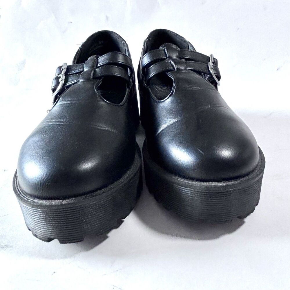 DIRTY LAUNDRY Black Platform Mary Jane Shoes Chunky Lug Sole Double Strap - Picture 4 of 10